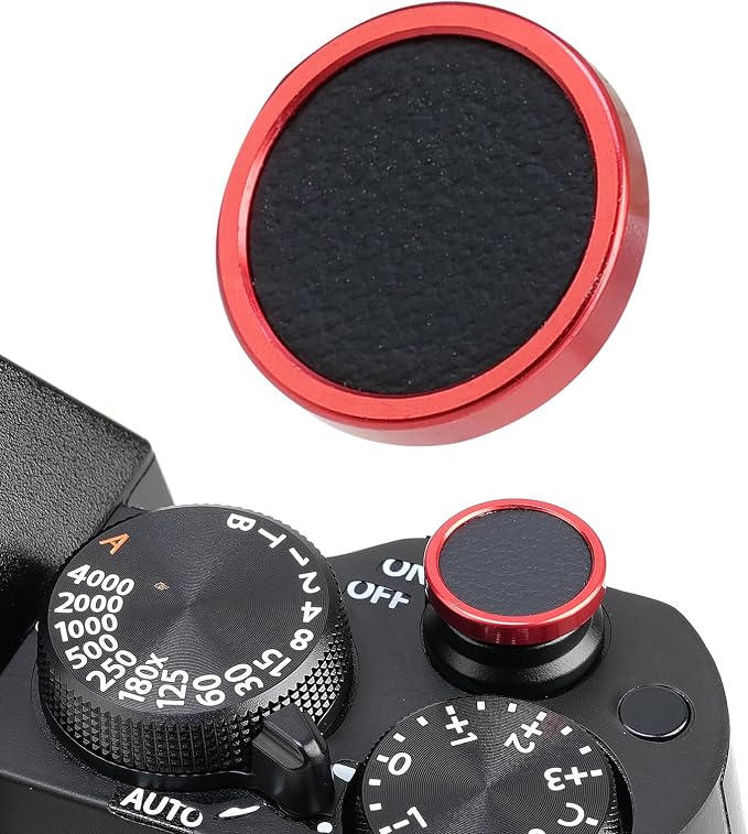 FocusFoto 2-Pack Camera Shutter Button PU Leather Soft Shutter Release Button Fits for Fuji X-M5 X-T50 X100VI X-T5 X-T4 X-T3 X-T30 II X-E3, for Nikon ZF DF, for Leica M10 M9 M8 M7 (Red with Black) by FocusFoto