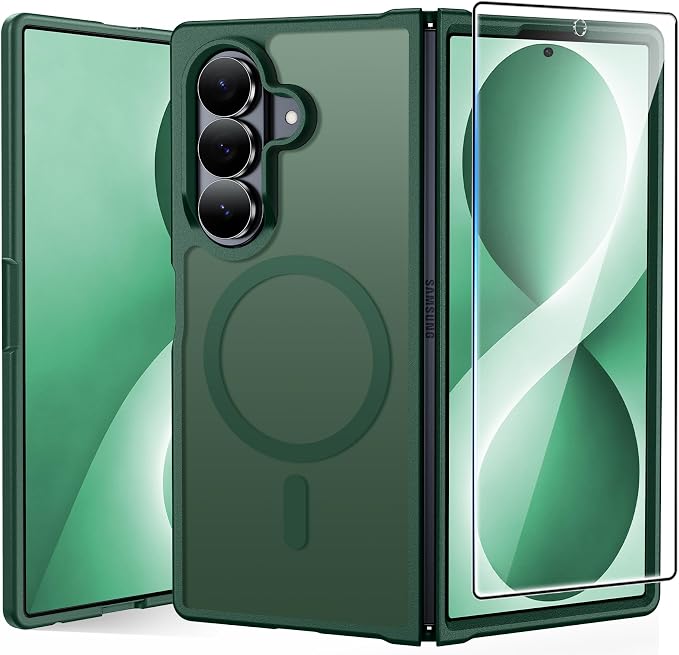 FNTCASE for Samsung Galaxy Z Fold 8 Ultra / Z Fold 7 Case, Fit for Magsafe | Screen Protector, Translucent Matte, 18FT Military Grade Drop Protection, Shockproof Protective Phone Cover, Green by FNTCASE