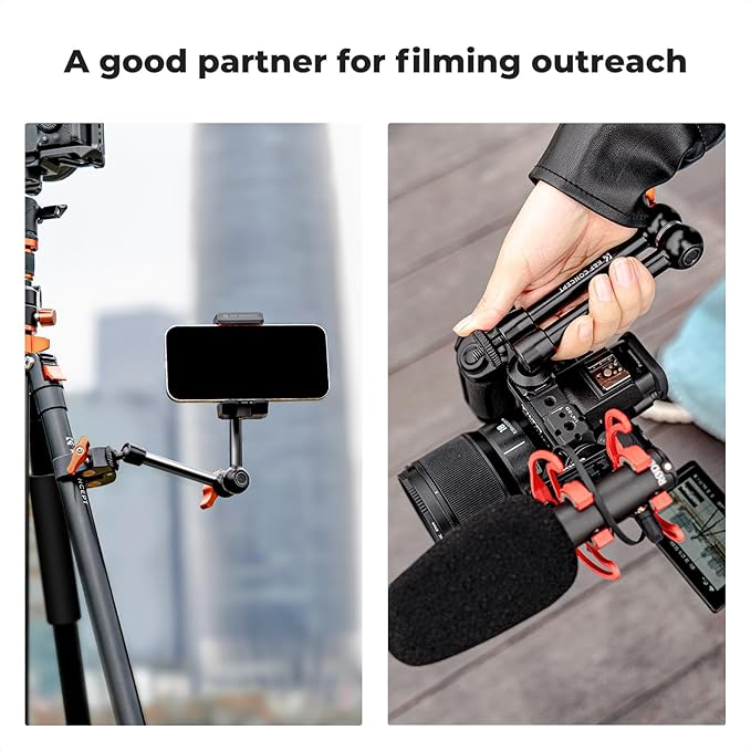 K&F CONCEPT 9.8" Magic Arm, 1/4" Screw Camera Mount Arm 360° Ball Heads | for DSLRs, Monitor, Flash, LED Light, Microphone, Camera Cage, Action Camera, MS32 - Image 5