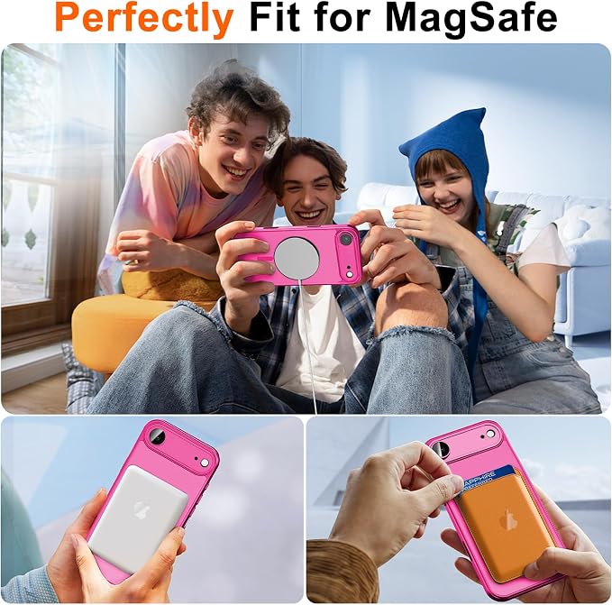 for iPhone Air Case with Privacy Screen Protector, Hot Pink | Full Camera Protector, Magnetic, Compatible with MagSafe, Translucent Matte Shockproof Cover for iPhone 17 Air Women Girls - Image 5