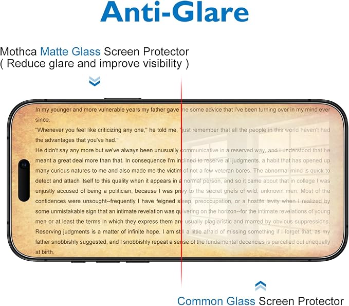 Mothca 2 Pack Matte Glass Screen Protector for iPhone 16 Pro [6.3 inch] + 2 Pack Camera Lens Protector, Anti-Glare & Anti-Fingerprint (Not Privacy Film) Tempered Glass, Bubble Free, Smooth as Silk - Image 6