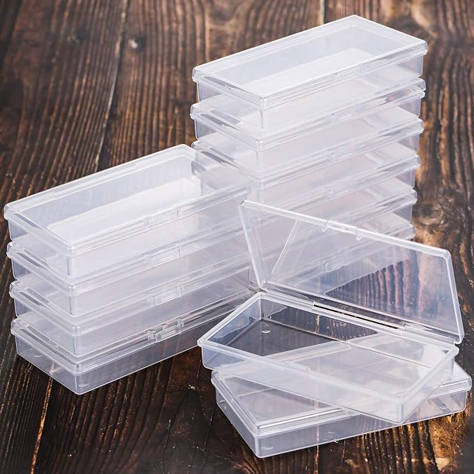 SATINIOR Pack of 12 Clear Plastic Bead Storage Containers with Hinged Lids for Beads and More (12.8 x 6.1 x 2.45 x 2.9 inches) - Image 4