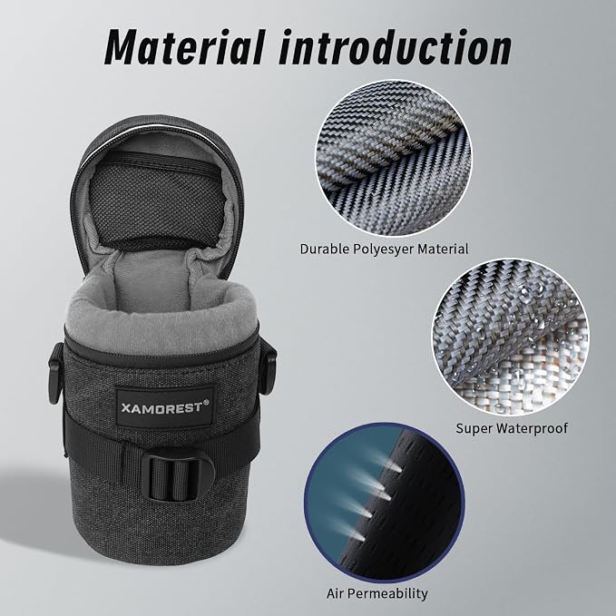Camera Lens Case Lens Bag Compatible (4.13" x 7.28"(Canvas, Black)) - Image 5