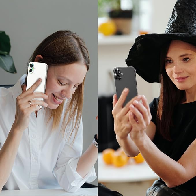 Compatible with iPhone 16 and 16 Plus Camera Lens Protector, Bling Sparkle Lens Cover 9H Tempered Glass Anti Scratch Shockproof Full Protective Camera Cover for Women Girls, Black - Image 7