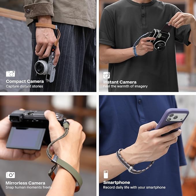 PGYTECH Camera Wrist Strap Slim Leather Vintage Style, Quick Release | Anti-Drop Adjustable Hand Strap for Fujifilm/Sony/Nikon/Canon Camera/Phone, Retro Camera Strap Holds 55.1lb, Midnight Black - Image 4