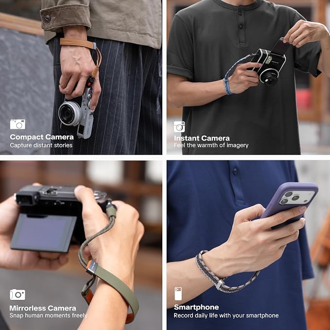 PGYTECH Camera Wrist Strap Slim Leather Vintage Style, Quick Release | Anti-Drop Adjustable Hand Strap for Fujifilm/Sony/Nikon/Canon Camera/Phone, Retro Camera Strap Holds 55.1lb, Caramel Brown - Image 4