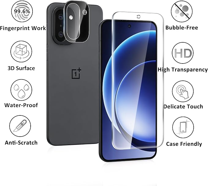WILLONE 2+2 Pack for OnePlus 15R Screen Protector | Camera Lens Protector, 9H Tempered Glass, Fingerprint Unlock, HD Clear, Phone Case Fit - Image 8