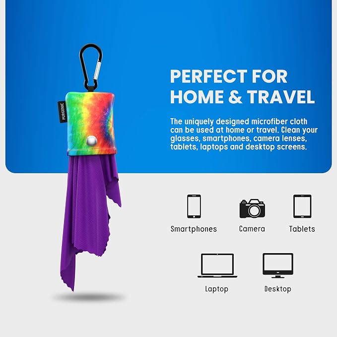 Microfiber Cloth & Glasses Wipes (1 Pack) Lens & Glasses Cleaning Cloth - Eyeglass Cleaner - Camera Lenses & Gadget Delicate Screens - Tie Dye - Image 5
