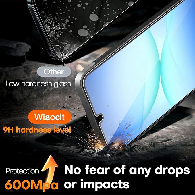 Wiaocit Tempered Glass Screen Protector for Samsung Galaxy A17 5G | 3+3 Pack, 9H Hardness, Camera Lens Protector, Installation Frame, Bubble Free, Case Friendly - Image 3