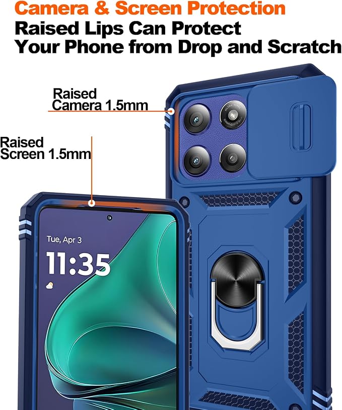 Gritup for Motorola Moto G Stylus 5G 2026 Case: G Stylus 5G 2025 Case with Screen Protector*2 [Magnetic Stand] [Slide Camera Cover] Shock Proof Military-Grade para G Stylus-5G-2025 Blue - Image 4