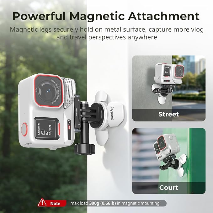SMALLRIG Auto-Deploy Mini Tripod for DJI Pocket 4P/4/3, for Insta360 Luna | Aluminum Magnetic Mount with 1/4"-20 Screw for Xtra Muse & Action Camera, Compact Travel Vlog Video Accessories - 6794 - Image 4