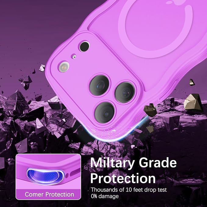 BENTOBEN Magnetic for iPhone 17 Pro Case, Cute Wavy Full Camera Protection [Compatible with MagSafe] Matte Anti-Slip Bumper Women Girls Boys Protective Cover for 17 Pro 6.3", Berry Purple - Image 4