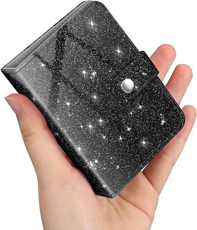 Fintie Mini Photos Album Book for 2x3 Inch Films - 52 Pockets Small Albums | For Fujifilm Instax Mini, Polaroid Hi-Print Pictures, Portable Kpop Photocard Holder, Travel Memory Book, Glittering Black by Fintie