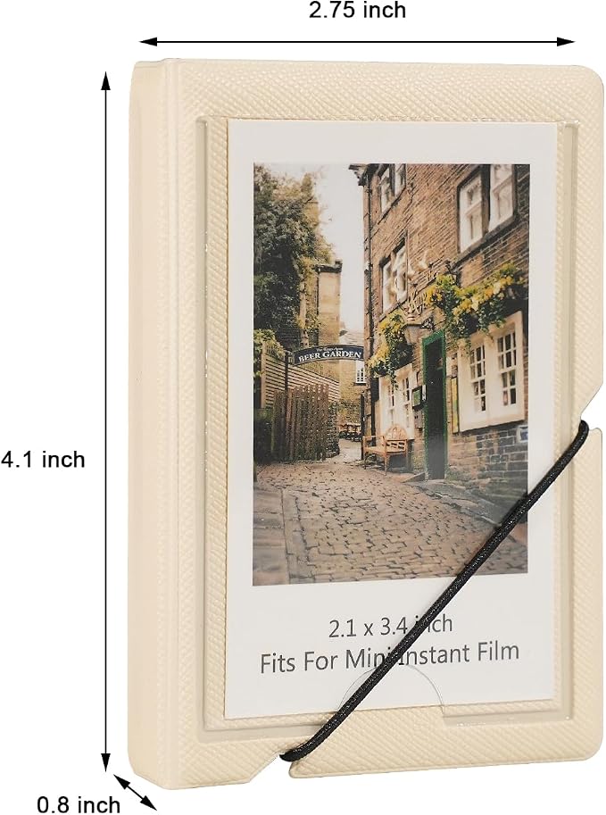 2x3 Instax Mini Photo Album, 28 Pockets. Beige, 1PK | Portable Wallet Size Album Stores 2x3 inch Instant Photos. Fits Polaroid, Instax Mini, Kodak Mini Prints and Zink. - Image 2