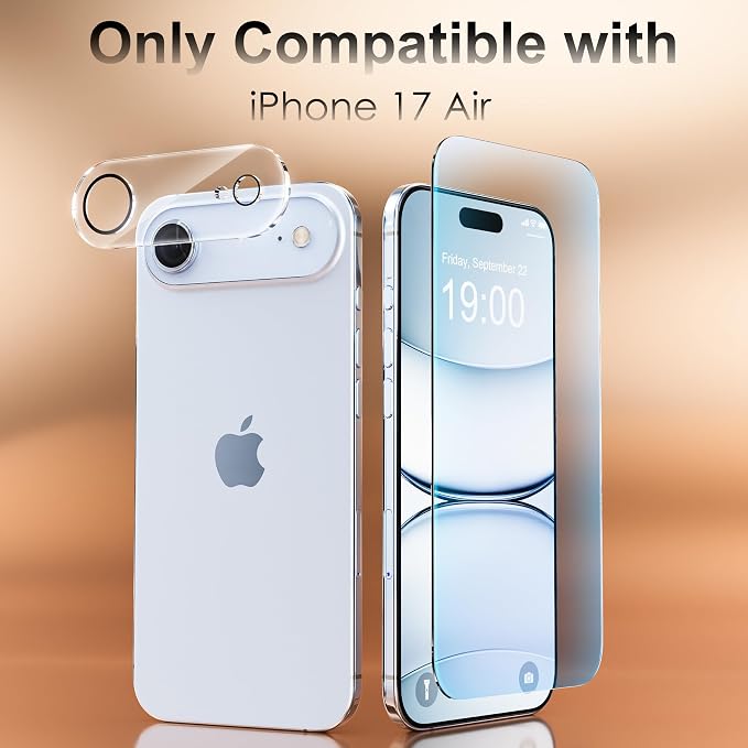Fotbor [3+3 Pack for iPhone Air Screen Protector, Anti-Blue Light, [Eye Protection] 9H+ Tempered Glass with Camera Lens Protector - Image 2