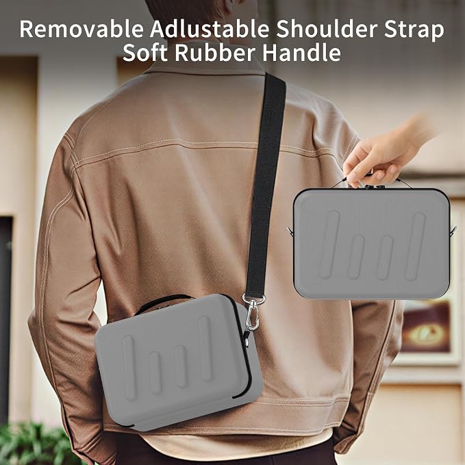 Hard Shell Camera Case Compatible with Canon EOS Rebel T7/R50/R100 and More DSLR & Mirrorless Cameras – Portable Travel Bag with Adjustable Dividers, Mesh Pocket & Shoulder Strap (Grey) - Image 6
