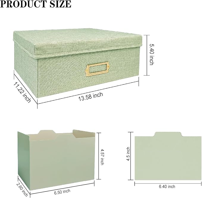 Linen Photo Storage Box – Holds 1700 Photos, Photo Organizer with Lid for Photo, Pictures, 24 Adjustable Dividers & 72 Labels Multi-Use Organizer Memory Box for Envelopes, Baby, Wedding, Cards Green - Image 7