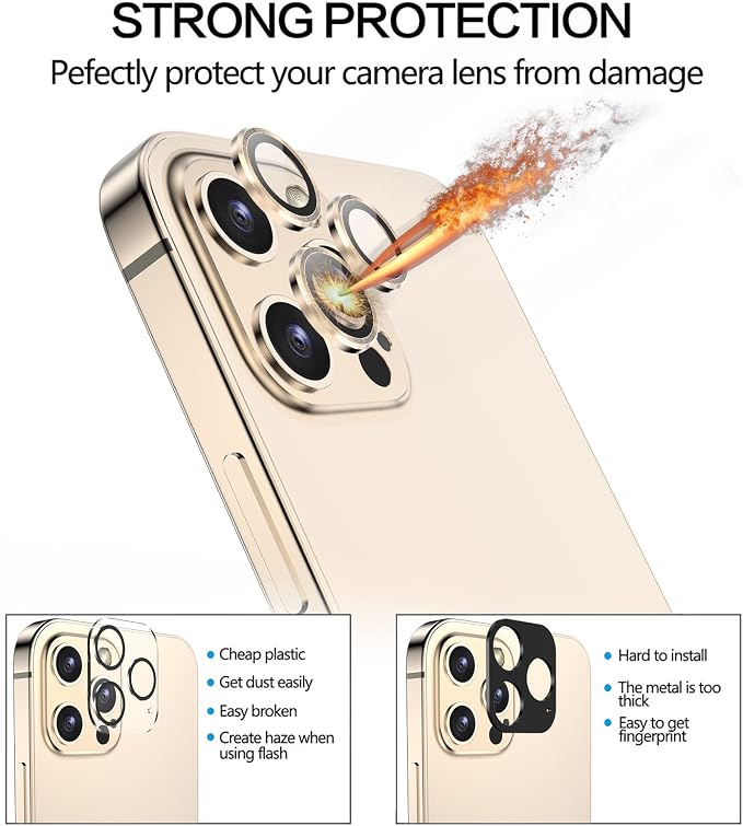 YWXTW [1 SET Camera Lens Protector Compatible with iPhone 12 Pro Max 6.7 inch, [Installation Tray] Aluminum Alloy Tempered Glass Camera Circle Cover - Image 3
