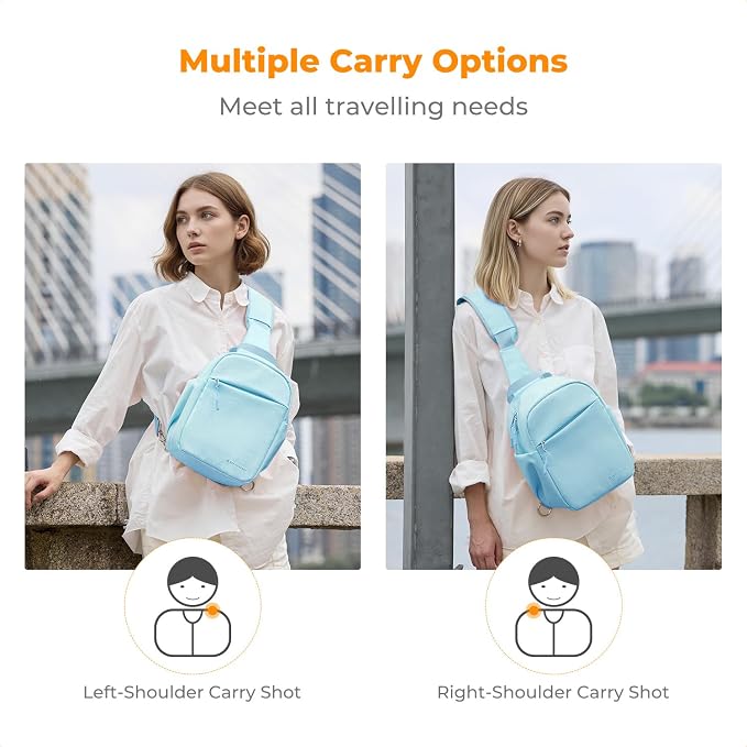 K&F CONCEPT Camera Sling Bag, Compact Crossbody Bag for DSLR Mirrorless | Lightweight Fabric, with Tripod Holder, Quick Access & Custom Dividers, Men & Women, for Sony Canon Nikon, Blue, BS06 - Image 5