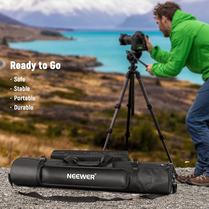 Neewer Tripod Carrying Case, Heavy Duty Waterproof Nylon Bag with Handles & Shoulder Straps, Compact Case with Full Length Zippered Closure, External Pocket for Light Stand/Boom Stand/Tripod, Black, - Image 8