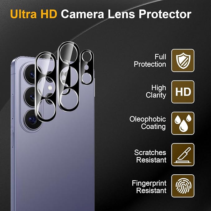 3 Pack Camera Lens Protector for Samsung Galaxy S26 Ultra | Tempered Glass,Anti-Fingerprint,9H Hardness,Scratch Resistant,Easy to Install,Bubble Free,HD Clarity - Image 5