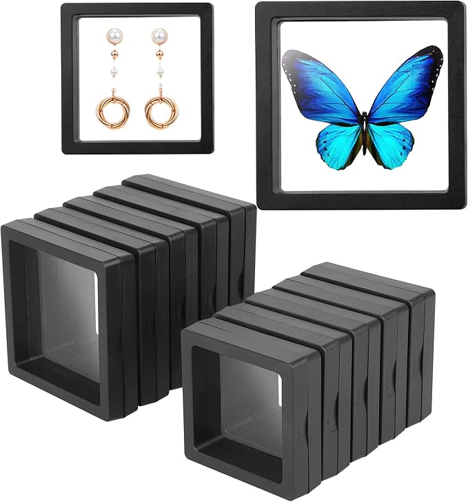 Linkstyle 10PCS 3D Floating Frame Display Stand, Challenge Coins Display Holder Case, Jewelry Specimen Medallions Storage Box Suspension Frame by Linkstyle