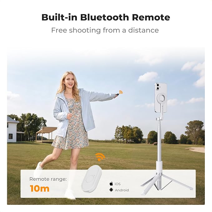 K&F CONCEPT Lightweight 71 inch Magnetic Selfie Stick Tripod | Portable Extendable, Bluetooth Remote, 3-Axis Adjustment Aluminium Vlog Rig Compatible with iPhone 17 16 15 14 Pro Max, MS18 - Image 7