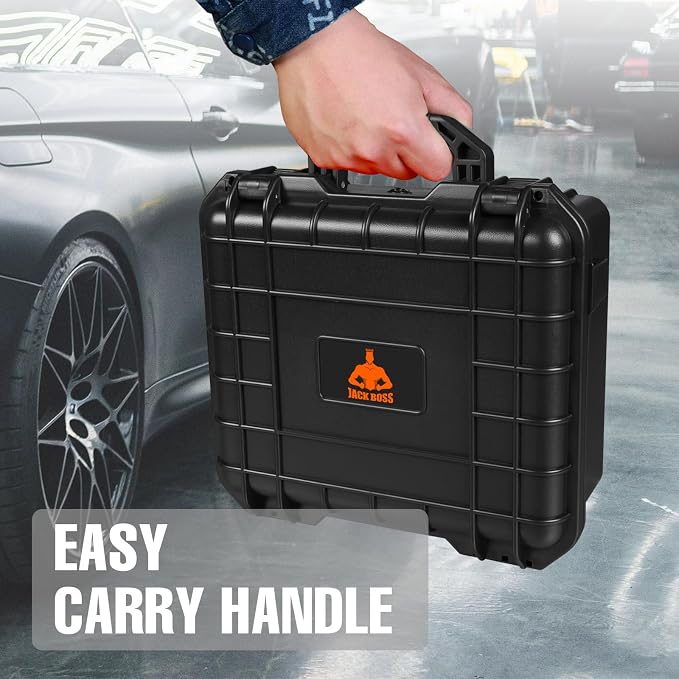 Jack Boss Waterproof Hard Camera Case with Pre-cut Foam,black,updated | Portable Hard Shell Case With Updated Plastic Material,Fit Use of Drones,Camera,Equipments,13.6X11.4X6 Inch - Image 8