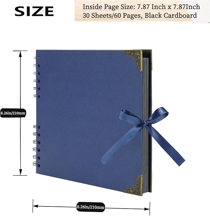LOYALBOOK 8 x 8 inch DIY Scrapbook Album 60Pages For Wedding Family Photo | Nice Thick Sturdy&Well-Made Good Value Craft Parties Birthday Dinners Graduation Ceremonies Diplomas Storage - Image 2