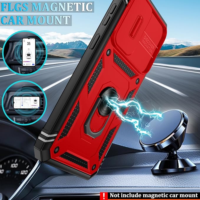 Gritup for Galaxy A57 5G Phone Case: Samsung A57 5G Case with 2*Screen Protector, Magnetic Stand & Slide Camera Cover, Shock Proof Military-Grade para Galaxy A 57 Phone Cover, Red+Black - Image 6