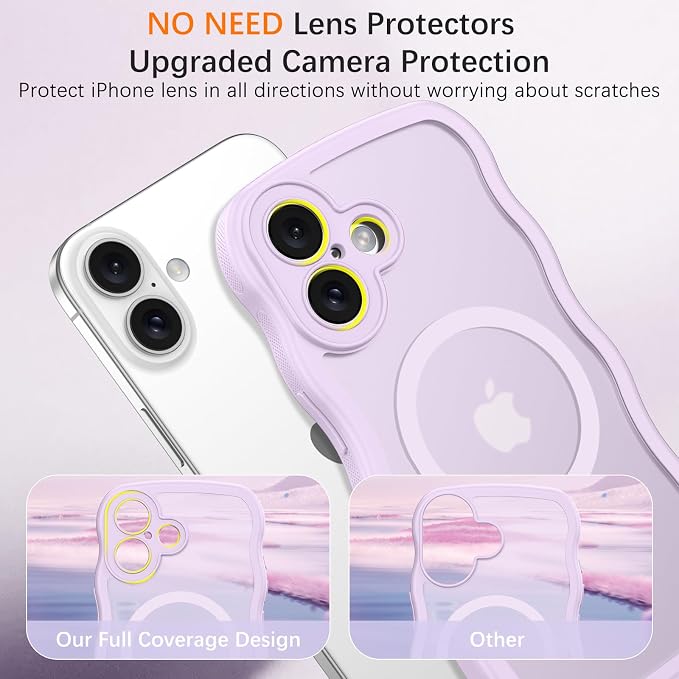 BENTOBEN Magnetic for iPhone 17 Case, Cute Wavy Full Camera Protection [Compatible with MagSafe] Translucent Matte Anti-Slip Bumper Women Girls Boys Protective Cover for 17 6.3",Gray Pink - Image 5