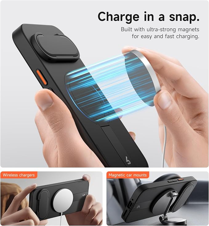 SURITCH for Google Pixel 9 Pro XL Phone Case, Compatible with MagSafe, Protective Cover with Camera Cover & Adjustable Metal Kickstand for Pixel 9 Pro XL -Black - Image 3