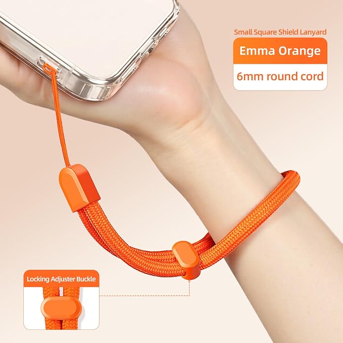 2 Pc Phone Wrist Strap Charm Anti-Lost Lanyard Hand Wristlet Finger Grip Strong Durable Adjustable for Women Men Universal for iPhone Camera Keychain USB Flash Drive Wallet ID Tag Orange Red - Image 2