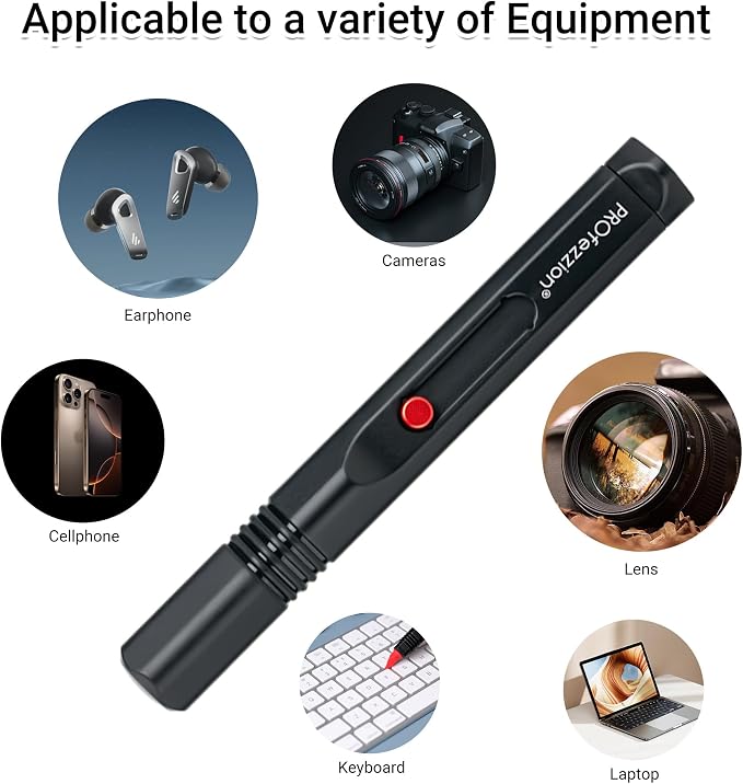 PROfezzion Double-Ended Lens Cleaning Pen for Electronics, Black | Soft Brush & Silicone Wiper Included, for Electronics, Earbuds, Laptop, Cell Phone, Keyboard, Camera Lens, Easy to Carry - Image 6