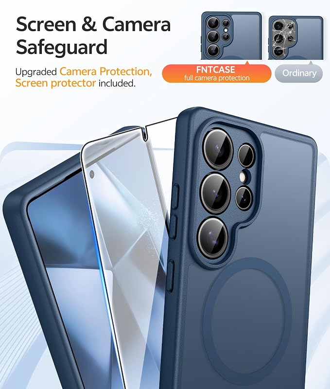 FNTCASE for Samsung Galaxy S24 Ultra Case, Compatible with Magsafe Blue | Screen Protector, Full Camera Protection, Translucent Matte, 14FT Military Grade Drop Proof, Protective Phone Cover - Image 4