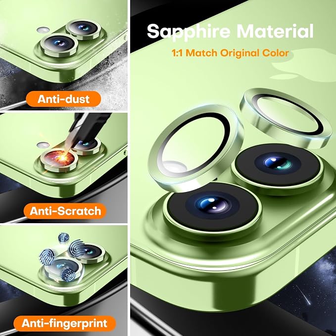 Camera Lens Protector for iPhone 17/16/16 Plus- Sage | 9H Tempered Glass, Metal Individual Camera Cover, Accessories, Anti-drop, Case Friendly, HD Clear, Anti-Scratch - Image 3