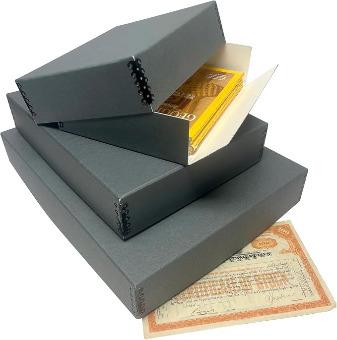 Lineco Museum Archival Storage Box, Drop Front, 17.75x22.75x3 in, Gray | Acid-Free with Metal Edge, Preserves Picture Longevity, Organize Photos, Newspapers, Prints, Documents, Crafts, DIY - Image 5