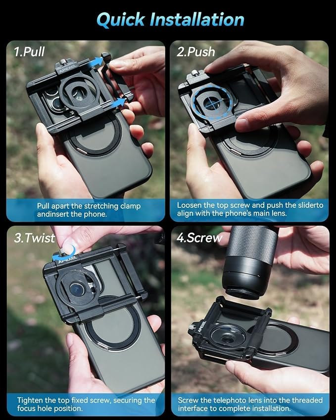 20-60X Zoom Telephoto Lens, Evil Eye High Power HD Telephoto Phone Lens with Tripod and Universal Phone Clip for iPhone 16/15/14/13 Series, Samsung, Android Phone and Most Smartphone - Image 7