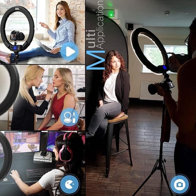 19 inch Ring Light with Remote Controller and Stand iPad Holder,60W Bi-Color with 4 Color Soft Filters for Live Stream/Makeup/YouTube Video/TikTok/Zoom/Photography - Image 6