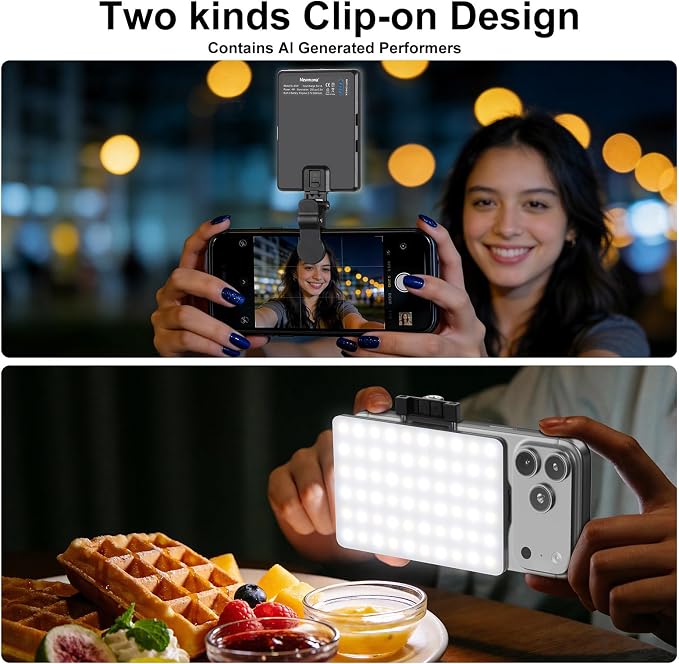 Newmowa 60 LED High Power Rechargeable Clip Fill Video Conference Light | with Front & Back Clip, Adjusted 3 Light Modes for Phone, iPhone, Android, iPad, Laptop, for Makeup, TikTok, Selfie, Vlog - Image 4