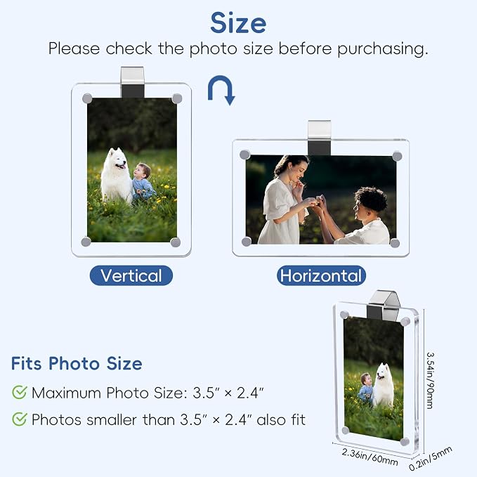 4 Pack Car Picture Holders, Clip Visor Photo Frame Acrylic Magnetic Picture Frames for Cars Sunvisor Display Personalized Memorial Family Dad Mother Couple Pet Wallet Size Photos 2.4 × 3.5 inch - Image 2