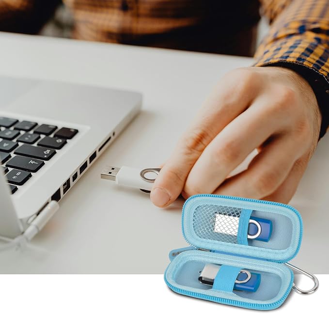 USB Flash Drive Case, SD Card/Thumb Drive/Memory Cards Holder, Bag Only | SDXC/SDHC Storage, Electronic Accessories Organizer for SanDisk / for Samsung, for Students/IT/Office/School/Travel,LightBlue - Image 7