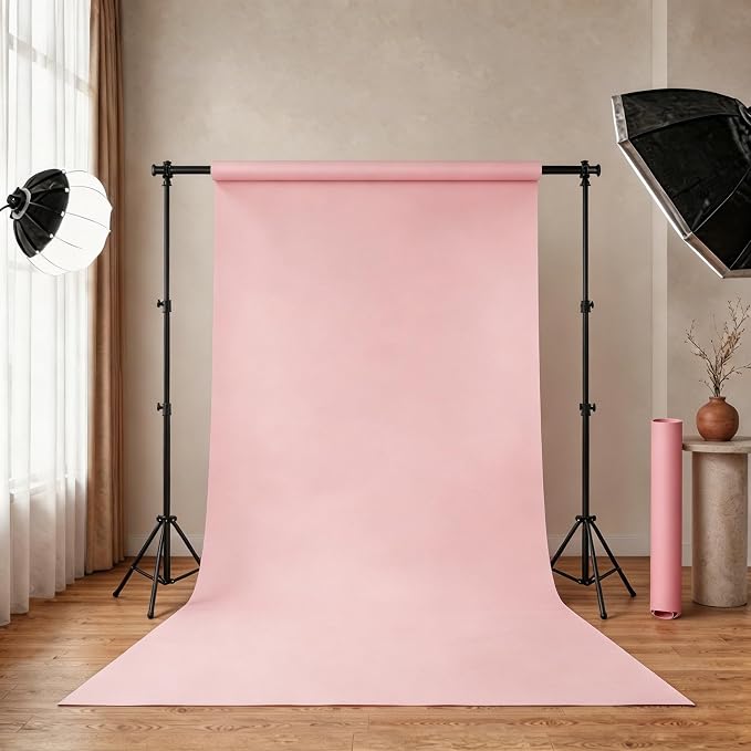 Pink Seamless Paper Backdrop, Pink Photo Backdrop 53" x16.4' | Heavyweight matte backdrop paper with non-reflective surface for portraits, videos, product photos and studio photography. - Image 2