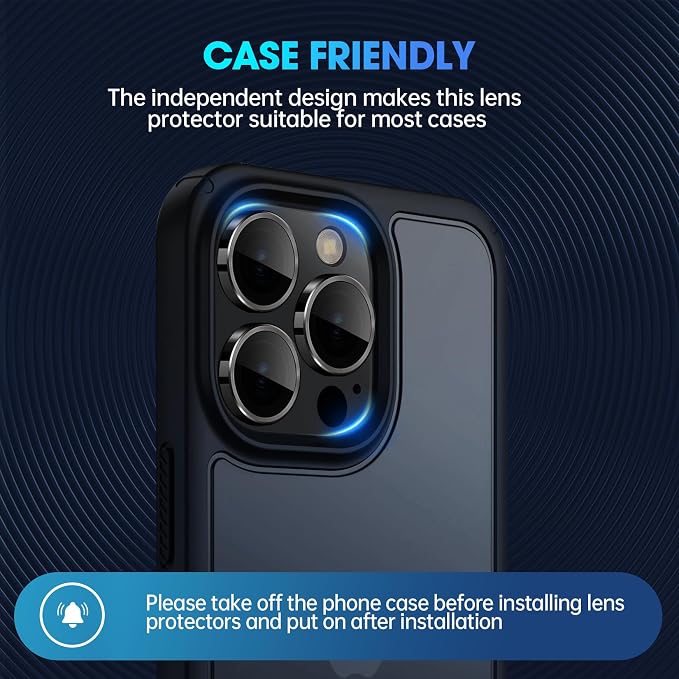 for iPhone 15 Pro/15 Pro Max Camera Lens Protector Cover, Black | Individual Metal, 9H Hardness, Scratch Resistant, Shockproof, Drop Protection, Case Friendly, Stylish Accessories - Image 6