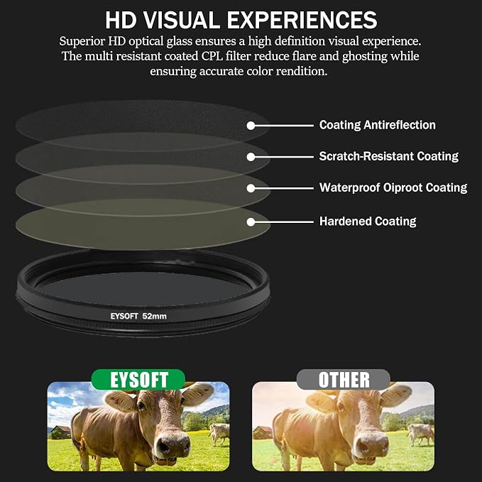 52mm Clip-on CPL Phone Camera Lens Filter Kit, Circular Polarizer Polarizing Filter Compatible with iPhone 16 15 14 13 12 11,Upgrade Smartphones Portable Polarizer - Image 5