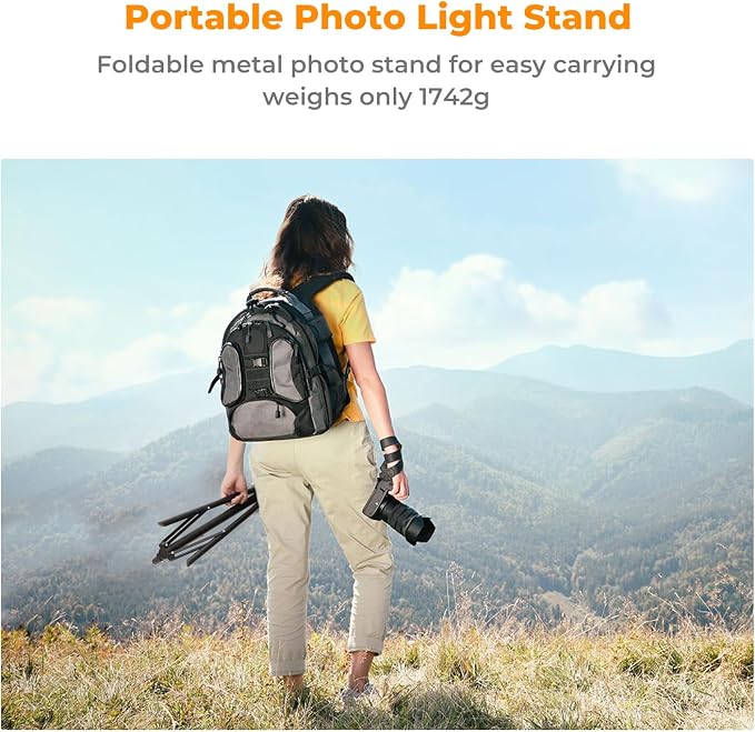 K&F CONCEPT Light Stand for Photography, 9.1ft/2.8M Extendable Tripod | Heavy Duty Light Stand Lighting Tripod with 1/4" Screw for Strobe Light/Webcams/Cameras/Softbox, TL03 - Image 7