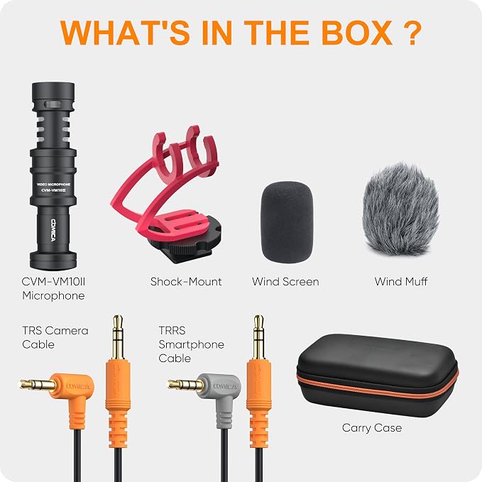 comica Camera Microphone, CVM-VM10II Directional Microphone Cardioid Shotgun Video Camcorder Microphone for Canon, Nikon, Fuji, Sony, Panasonic, Olympus DSLR Cameras, Smartphones (with Wind Muff) | Wind Muff, Condenser, Shotgun Video Microphone for Can... - Image 6