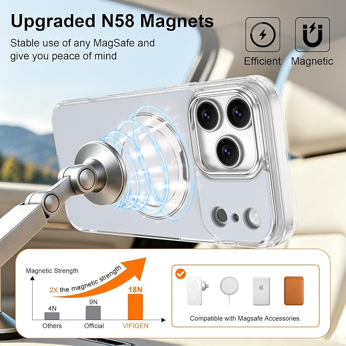 360° Magnetic Ring Stand for iPhone 17 Pro Case,[Compatible with MagSafe] | [Military Drop Protection] Shockproof Slim Phone Case for iPhone 17 Pro 6.6'' Phone Cover Foldable Kickstand, Frosted Blue - Image 2