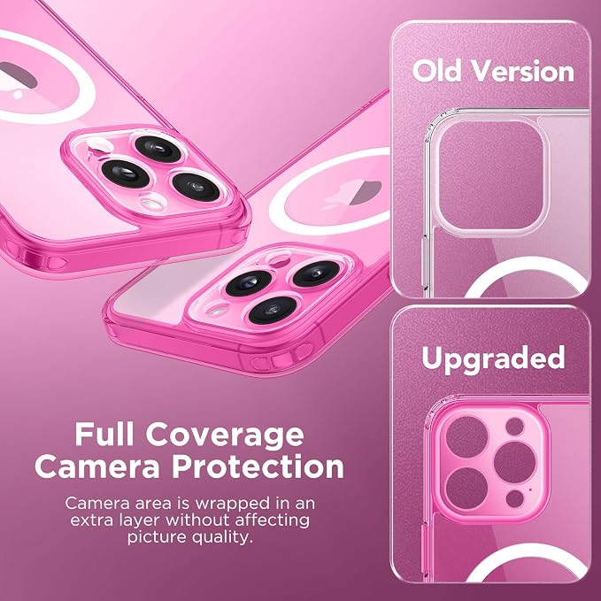 CAPRARO for iPhone 13 Pro Case, Compatible with MagSafe | Upgraded [Full Camera Protection] Shockproof Protective Slim Translucent Matte Magnetic Phone Case 6.1'', Clear Neon - Image 4