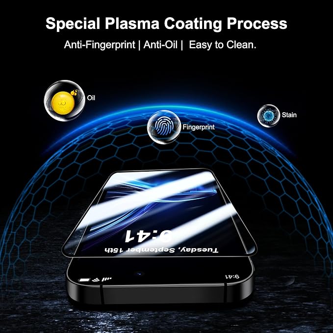 QHOHQ iPhone 16 Screen Protector + Camera Lens Protector, 3+3 Pack | Military Grade Shatterproof, Top 9H+ Tempered Glass, Full Edge Coverage, Bubble-Free, Ultra Durable, Easy Installation Tool - Image 6